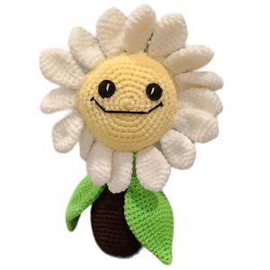 Custom Handmade Flower Smiling Daisy Crochet Super Cute  ~ 9"x14"